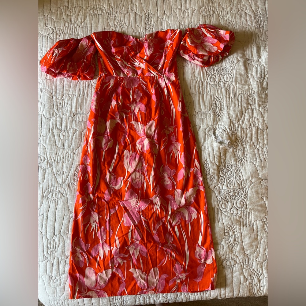 Orange and White Floral Dress